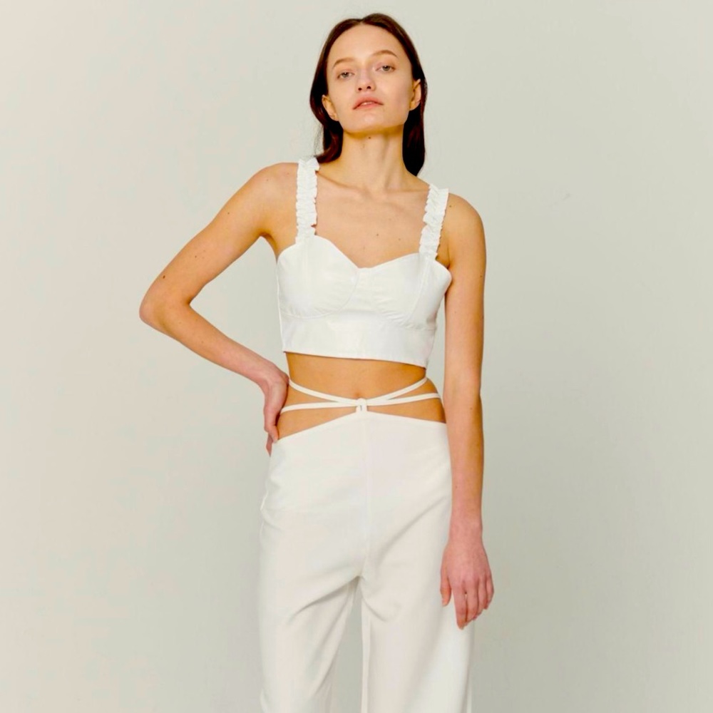 NWT STORETS White Faux Leather Crop Tank Top